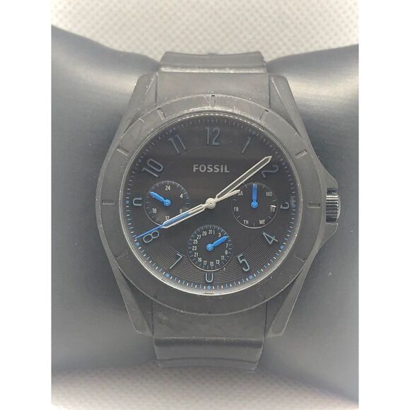 Fossil FS5222 Men's Silicone Analog black Dial Quartz Genuine Wrist Watch LJ11 - Picture 1 of 10